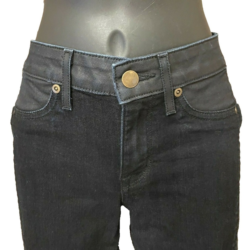 Cache Womens Low Rise Straight Leg Tuxedo Stripe Denim Jeans Size 0 Black Cotton - Picture 3 of 13